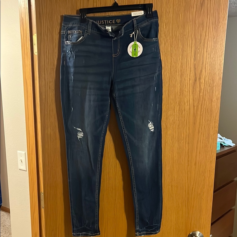 Justice Blue Skinny Jeans Distressed Denim